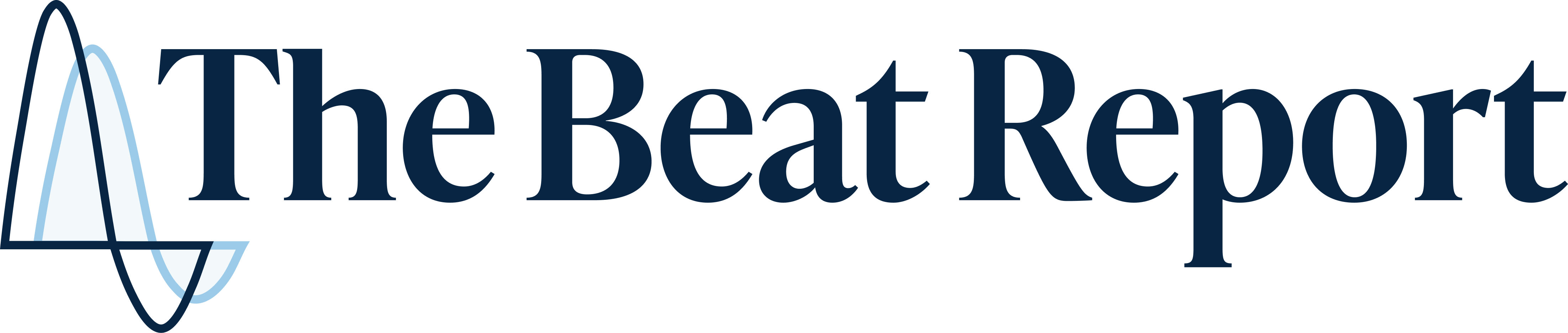 The beat report logo with graphical swoop in front