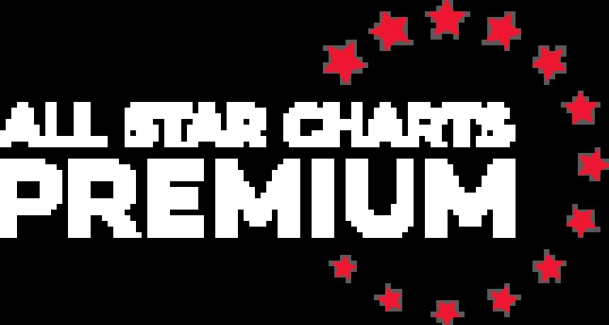all star charts premium logo, red and white