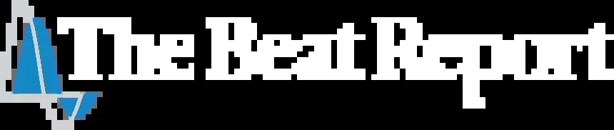 The beat report logo with graphical swoop in front