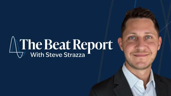 the beat report logo with steve strazza headshot